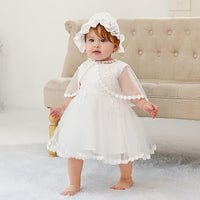 1 x RAW Customer Returns Leideur Baby Girls White Christening Dress Hooded Newborn Baptism Lace Dress for Wedding Birthday, white 4, 18-24 months - RRP €24.0