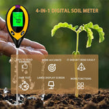 1 x RAW Customer Returns Aunus Ph Value Soil Measuring, 4-in-1 Digital Moisture Meter Plants with PH Temperature Humidity Light with Backlit LCD Display for Garden Agriculture Outdoor Plants - RRP €22.36