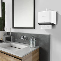 1 x RAW Customer Returns modunful Commercial Wall-Mounted Paper Towel Dispenser, Wall-Mounted Bathroom Towel Dispenser, Drill-Free Installation, Brushed White - RRP €21.78