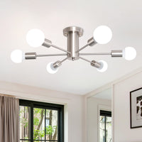 1 x RAW Customer Returns MRHYSWD Modern Ceiling Light, 6 Lights Vintage Ceiling Chandelier Industrial Ceiling Lamp E27 Chrome Ceiling Light, Bedroom Living Room Kitchen Ceiling Light, Without Bulbs - RRP €59.99