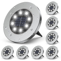 1 x RAW Customer Returns gabless solar floor lights outdoor 8-pack, solar garden lights with 8LEDs, solar lamps for outdoors, solar lights IP65 waterproof, LED solar light, solar lights garden, solar lamps for garden, lawn - RRP €29.5