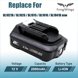 1 x RAW Customer Returns FengWings 2 pieces BL1021B battery, 12V 2.0Ah replacement battery for Makita 12V battery BL1021B BL1016 BL1041B 197339-1 197406-2 BL1040B BL1015B CP100DZ HP331DSAP1 MP100DZ CG100D - RRP €39.38