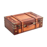 1 x RAW Customer Returns Brynnberg Treasure Chest Little Red Marco 33x21x11cm Lockable 38x27x14cm - Decorative Suitcase Antique, Large Treasure Chest, Brown, with Lock Pirate Chest, Storage Box Casket Wooden Money Chest - RRP €46.99