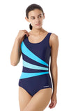 1 x Brand New LULUWINGX Women s One-Piece Swimsuit with Three Front Splice Swimwear Deep U-Back Swimwear Navy Blue X-Small Navy  - RRP €23.3