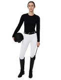 1 x RAW Customer Returns FitsT4 Women s Silicone Riding Leggings with Cell Phone Pocket and Belt Loops, White, XL - RRP €37.3