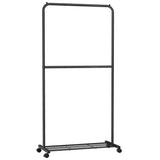 1 x RAW Customer Returns SONGMICS Clothes Rack, Clothes Rail on Wheels, 2 Rails, Metal Coat Rack, Rolling Wardrobe 91 cm Wide, with Shelf, 2 Wheels with Brakes, Load Capacity up to 20 kg per Rail, Black HSR027B01 - RRP €35.99