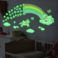 2 x Brand New HGDESIGN Wall Sticker Luminous Wall Decal Luminous Sticker Unicorn Rainbow Children s Room Baby Room Child Baby Boy Girl Wall Sticker Mural Wall Decoration Self-Adhesive Variant B  - RRP €40.8