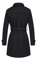 1 x RAW Customer Returns Wantdo Women s Spring Jacket Windproof Pea Jacket with Shoulder Buttons Epaulettes Slim Fit Long Jackets Adjustable Belt Coat Black 40 - RRP €87.99