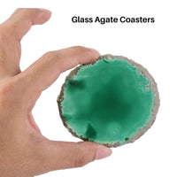 1 x RAW Customer Returns Tiamu Agate Coasters Glasses Bar Coffee Tea Coasters for Drinks, Candle Coasters, Coasters Plate Gift, Green Agate Coasters for, Coffee Cups, Table - RRP €26.76