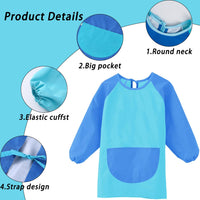 3 x Brand New Homefantasy children s painting apron, waterproof craft apron with long sleeves, waterproof children s painting apron, cooking apron, craft coat with long sleeves and large pockets for cooking, painting, baking blue . - RRP €34.2