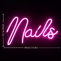 1 x RAW Customer Returns Ineonlife Nails Neon Sign LED Pink Neon Light Up Signs for Wall Decoration USB Neon Lights for Nail Salon Beauty Room Decor Indoor Outdoor Lights for Bedroom Shop Room Christmas - RRP €37.3