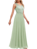 1 x RAW Customer Returns DRESSTELLS Women s Sleeveless Evening Dresses Maxi Long Ball Gown Chiffon Lace Bridesmaid Dresses Wedding Dresses for Guests Floor Length Wedding Dress LightGreen M - RRP €65.53