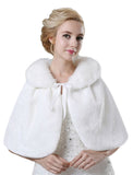 1 x RAW Customer Returns Lifup Women s Warm Winter Shawl Wraps Faux Fur Poncho for Wedding Ceremony Bride Bridesmaid White One Size - RRP €25.87