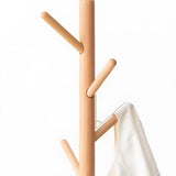 1 x RAW Customer Returns Wooden coat rack, solid wood coat rack, with 8 hooks and 3 adjustable sizes, tree-shaped coat rack, vintage, sturdy, for clothes, hats, wood color - RRP €39.99