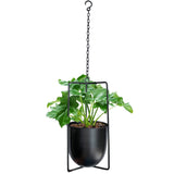 1 x RAW Customer Returns Smaxcn Hanging Flower Basket, Hanging Decorative Pot Metal Bolo Flower Basket, Indoor and Outdoor Use Black  - RRP €26.11