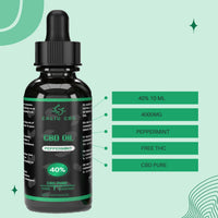 1 x RAW Customer Returns CBD OIL Pure CBD Oil 40 10 ml 4000 mg CBD enriched hemp oil base 0 THC mint extract 400 drops PREMIUM cannabidiol Rich in fatty acids Manufactured in EU-GMP - RRP €23.18