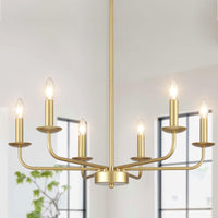 1 x RAW Customer Returns ASHUAQI Chandelier Gold 6 Flames Modern Living Room Lamp Classic Candle Chandelier Vintage, Metal Pendant Light Dining Table with E14 Socket, Lamp for Living Room Bedroom Kitchen Dining Room Hallway - RRP €76.49