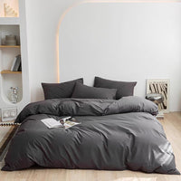 1 x RAW Customer Returns AShanlan bed linen 140x200 anthracite 2 pieces 100 microfiber plain bed linen set with 1 pillowcase 70x90 cm dark gray bed linen with zipper soft and iron-free - RRP €27.22