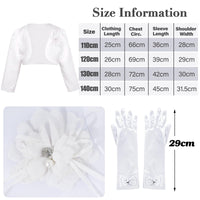 1 x RAW Customer Returns BOFUNX Communion Girls Bolero Shoulder Jacket Communion Hair Wreath Headband White Bow Gloves for First Communion Flower Girl Wedding 130CM - RRP €18.14