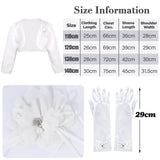 1 x RAW Customer Returns BOFUNX Communion Girls Bolero Shoulder Jacket Communion Hair Wreath Headband White Bow Gloves for First Communion Flower Girl Wedding 140CM - RRP €18.14