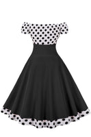 1 x RAW Customer Returns AXOE women s off-shoulder dress 50s cocktail dress with short sleeves knee-length white black polka dots size 38, M - RRP €36.29