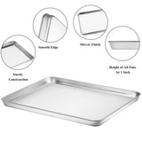 1 x RAW Customer Returns Wildone Baking Sheet Set of 2, stainless steel oven tray, cake tray, size 45.7 x 33 x 2.5 CM, non-toxic, healthy, easy to clean, dishwasher safe - RRP €27.99