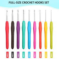 1 x Brand New JOZEA Crochet Sets, Cylindrical Shape Crochet Hooks Set, Colorful Ergonomic Handles Crochet Hooks, Accessory Kit Crochet Hooks, with Portable Organizer Bag, Light Green - RRP €20.4