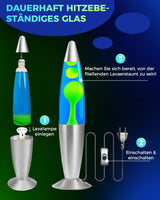 1 x RAW Customer Returns DoRight Lava Lamp 13.5 Inch Retro Rocket, Green Wax Blue Water Decorative Lava Lamps, 1.85M Wires, EU Plug with 2x25W R39 E14 Lava Lamp Bulb for Kids Adults Gift AC220-240V - RRP €30.24