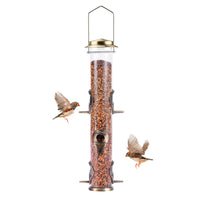 1 x RAW Customer Returns MIXXIDEA Outdoor Hanging Metal Pipe Bird Feeder 6 Ports Hanging Bird Feeder Attracts Birds in Your Lawn Garden Balcony - Bronze - 1 Pack - RRP €18.99