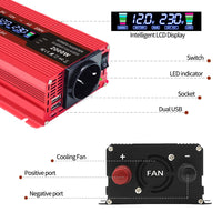 1 x RAW Customer Returns Yinleader inverter 2000W 12V 230V voltage converter LCD with 1 socket 2 USB ports - RRP €69.99