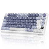 1 x RAW Customer Returns RK ROYAL KLUDGE M75 Gaming Keyboard Wireless 75 TKL Mechanical Keyboard RGB 2.4 GHz Wireless Bluetooth USB-C QWERTZ with OLED Smart Display and Button Hot Swappable Red Switch, Lavender Purple - RRP €110.41