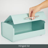 1 x RAW Customer Returns mDesign metal bread box stylish bread box in vintage style storage box with lid for baked goods and much more mint green - RRP €32.65