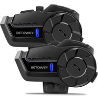 1 x RAW Customer Returns BETOWEY B2X Bluetooth Motorcycle Intercom Pair, Motorcycle Helmet Earphones with Intercom Range of 800 Meters, Music, FM Radio and GPS - RRP €106.99