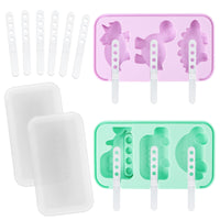 10 x Brand New RUNEAY Ice Cream Molds Popsicles 2 Pieces, Ice Cream Molds Silicone, Silicone Mold Popsicle with Lid, Ice Cream Molds Children DIY Creative Ice Cream Molds BPA Free Children Popsicle Molds Dinosaur Vehicle  - RRP €122.9