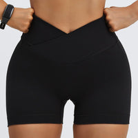 1 x Brand New HAWILAND Booty Sport Shorts Women - Scrunch Butt Leggings Short Butt Push Up Seamless Short Leggings High Waist Sport Shorts for Gym Workout Fitness 2 Black L - RRP €27.6