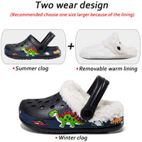 1 x RAW Customer Returns Hitopteu Children s Clogs Boys Girls Dinosaur Garden Shoes Slippers Garden Clogs Beach Slippers Dark Winter Black EU 30 - RRP €19.99