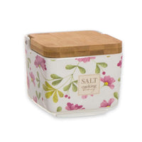 1 x RAW Customer Returns ROCKING GIFTS ceramic salt shaker with wooden lid 14 cm - RRP €22.57