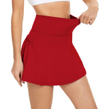 1 x RAW Customer Returns Durio Women s Short Tennis Skirt Sports Skirt Trouser Skirt Mini Skirt Pleated Skirt Golf Skirt Running Skirt Skirts with Trousers Underneath and Pocket Red 38 Tag Size M  - RRP €21.5