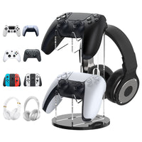 1 x RAW Customer Returns MoKo Game Controller Holder Headset Stand, 2 In 1 Acrylic Universal Mount for PS4 PS5 Xbox One Xbox Series Mount Gaming Accessories, Controller Headphone Holder Stand Accessories, Black Clear - RRP €24.58