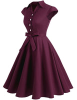 1 x RAW Customer Returns Wedtrend Women 1950s Audrey Hepbun Vintage Polka Dots Cocktail Dress WTP10007Burgundy M - RRP €35.28