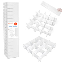 1 x RAW Customer Returns HGYZE Adjustable Plastic Drawer Dividers, 42x9CM Modular Organizers, Grid Closet or Desktop Organizer for Bathroom Kitchen or Office, Sort Socks and Briefs White Versatile Separators - RRP €18.99