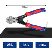 1 x RAW Customer Returns WORKPRO bolt cutters 210mm, up to 2.3mm, CR-MO rubber handle, mini side cutters with lock - RRP €10.07