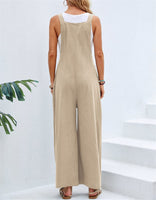 1 x RAW Customer Returns SotRong Women s Pocket Wide Leg Jumpsuit, Summer Boho Sleeveless Strap Jumpsuit, Khaki, 3XL - RRP €24.78