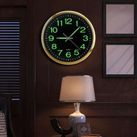 1 x RAW Customer Returns MDYBF Large 12 Round Wall Clock Glow in Dark Indoor Gold - RRP €30.02