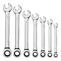 1 x RAW Customer Returns AMZSKU joint ratchet wrench set, 7 pieces, 8-19 mm, open-end wrench, ring spanner, ring set, with 72 teeth, 5 swivel range, chrome vanadium steel, including roll bag - RRP €23.39