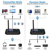 1 x RAW Customer Returns Ainostone Bluetooth 5.0 Transmitter Receiver for 2 Headphones 3-in-1 Bluetooth Audio Adapter Low Latency Bluetooth Transmitter with Bypass Switch Volume Control AUX Optical RCA for TV Stereo System PC - RRP €23.99