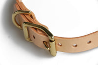 1 x Brand New Solid Brass Leather Collar for All Small, Medium Dogs and Cats Beige, L for 14 -18 Neck  - RRP €20.16