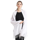 1 x RAW Customer Returns vimate White Pashmina Shawls and Wraps, Women Pashmina Scarves and Shawls for Evening Dresses Bridal Weddings DE-White  - RRP €20.87