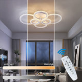 1 x Brand New GreeLustr Acrylic Ring Chandelier, Modern LED Ceiling Light, Metal White Lamp Geometric Design Flush Mount Light for Home Living Room Kitchen Bedroom 4-Rings Cool White  - RRP €75.8