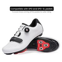 1 x RAW Customer Returns ARTVEP Cycling Shoes Men Women Road Bike Shoes MTB Cycling Shoes Compatible with Look SPD SPD-SL Delta Lock Pedal Riding Shoes Peloton Shoes White EU42 - RRP €59.99